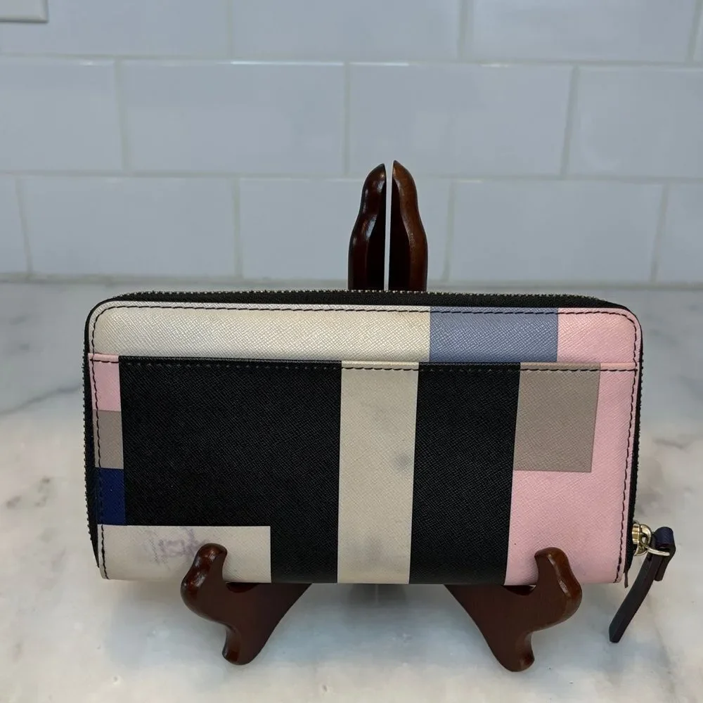Kate Spade Wallet Leather Color block Saffiano Full Zip Continental Wallet